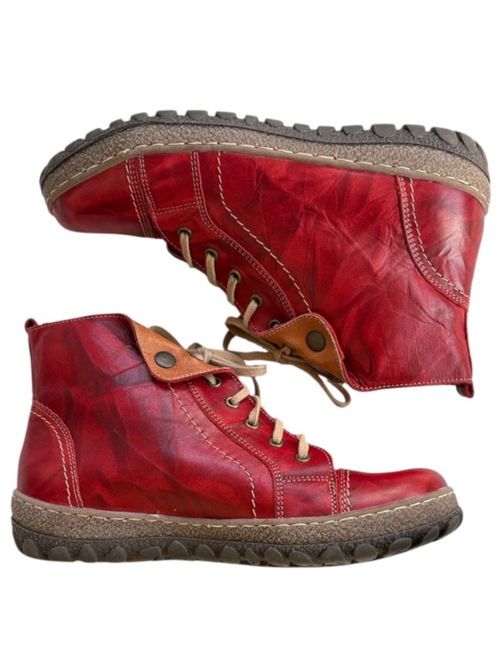 EUC V Italia Leather Kiki Boots Red Size 9 - 9.5
